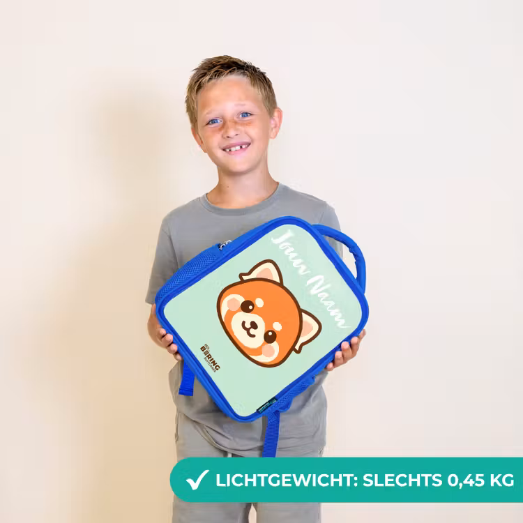 Kawai - Rode panda - Groen Kinderrugzak - Blauw middel -sfeer1_NL