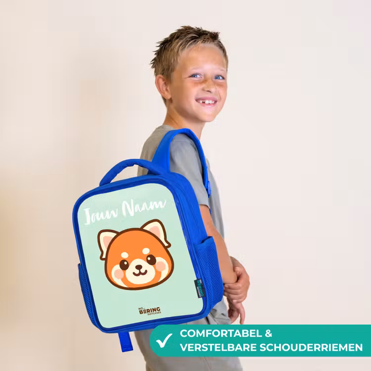 Kawai - Rode panda - Groen Kinderrugzak - Blauw middel -sfeer3_NL