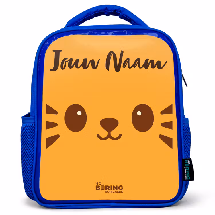 Kawai - Tijger - Oranje Kinderrugzak - Blauw middel -3d