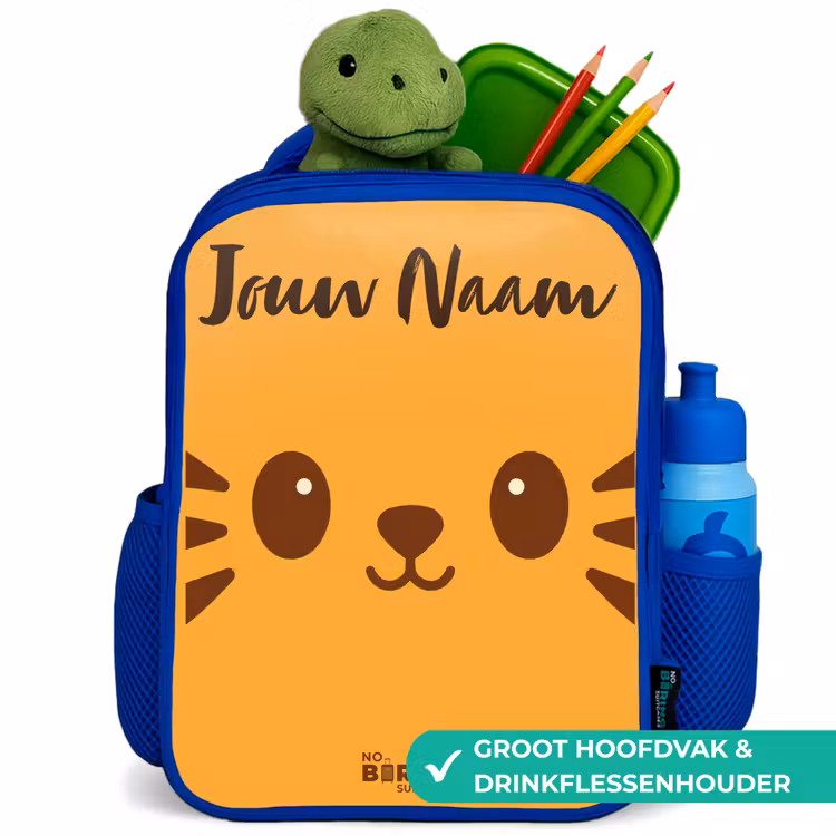 Kawai - Tijger - Oranje Kinderrugzak - Blauw middel -inhoud_NL