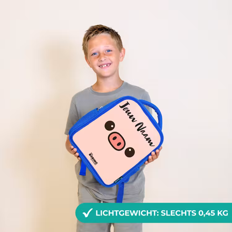 Kawai - Varken - Roze Kinderrugzak - Blauw middel -sfeer1_NL