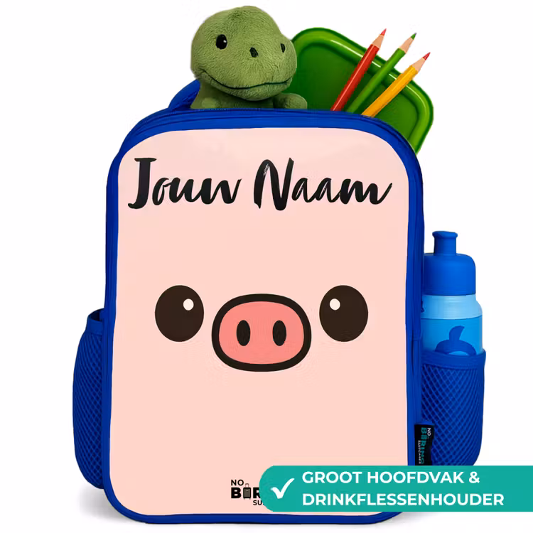 Kawai - Varken - Roze Kinderrugzak - Blauw middel -inhoud_NL