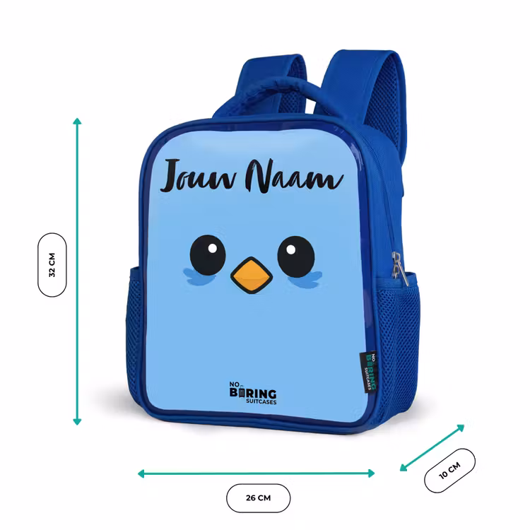 Kawai - Vogel - Blauw Kinderrugzak - Blauw middel -productfoto_formaten