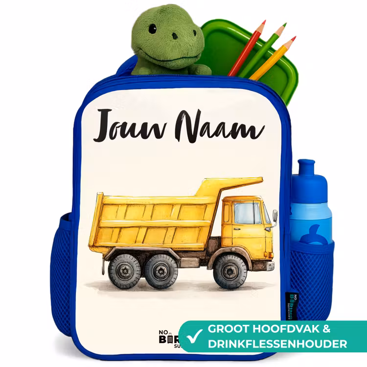 Kiepwagen - Getekend - Geel Kinderrugzak - Blauw middel -inhoud_NL