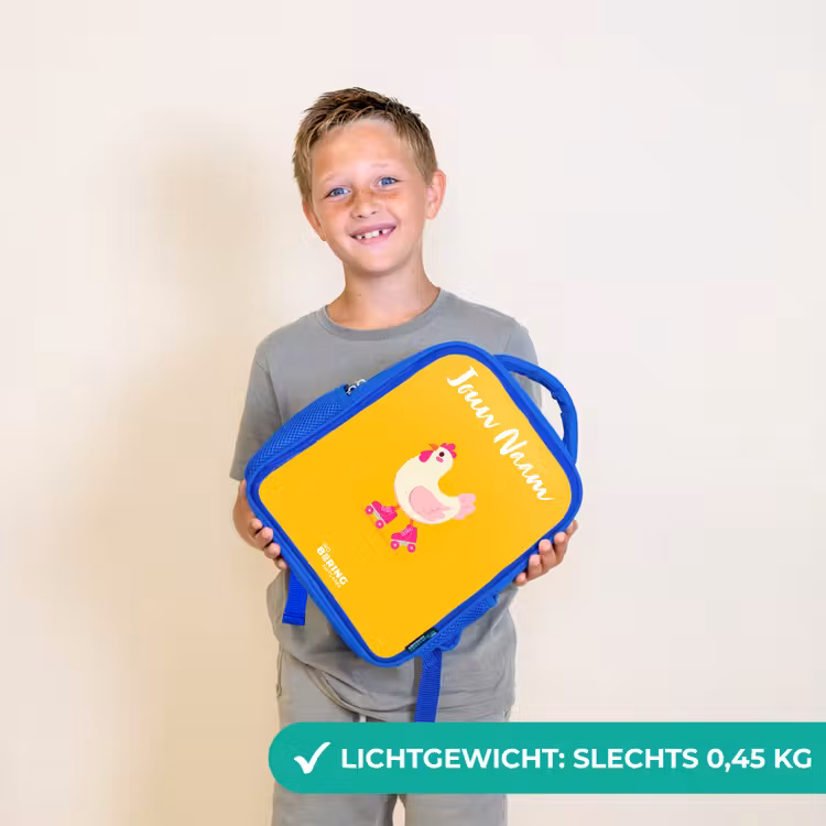 Kip - Rolschaatsen - Geel Kinderrugzak - Blauw middel -sfeer1_NL