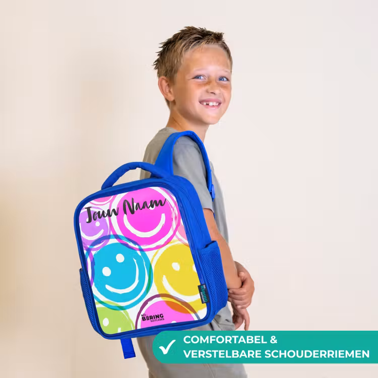 Kleurrijke glimlachexplosie Kinderrugzak - Blauw middel -sfeer3_NL