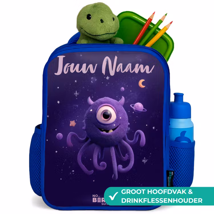 Kosmisch tentakelmonster Kinderrugzak - Blauw middel -inhoud_NL