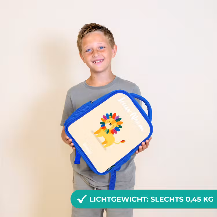 Leeuw - Manen - Kleurrijk Kinderrugzak - Blauw middel -sfeer1_NL