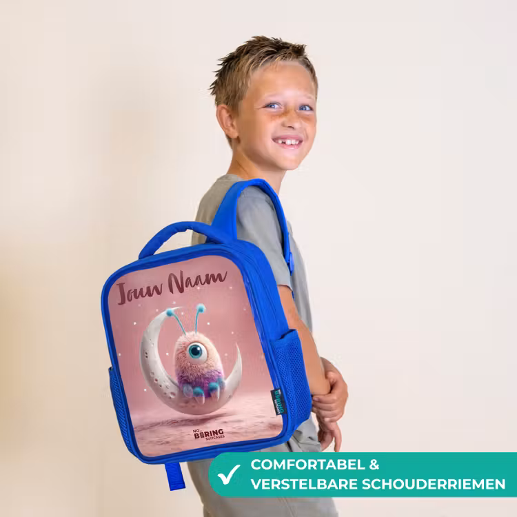 Maanwip met Pluizig Wezentje Kinderrugzak - Blauw middel -sfeer3_NL