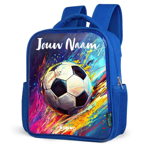 Neon - Voetbal - Kleurrijk Kinderrugzak - Blauw middel -schuin