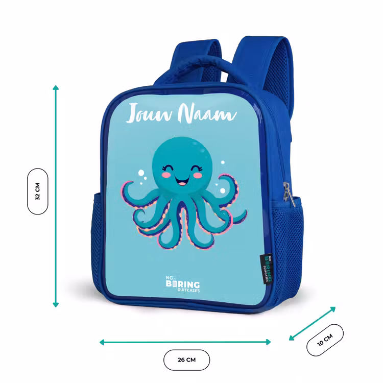Octopus - Water - Blauw Kinderrugzak - Blauw middel -productfoto_formaten