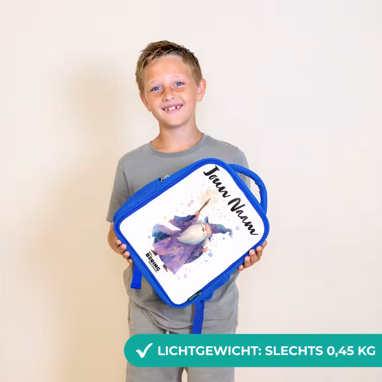 Oude tovenaar met staf Kinderrugzak - Blauw middel -sfeer1_NL