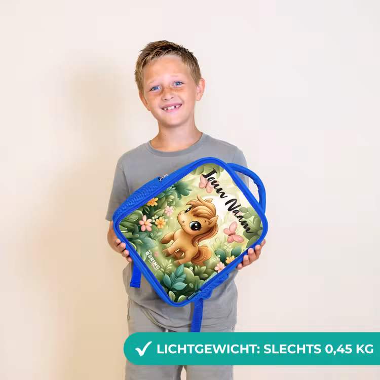 Paard - Bloemen - Vlinders Kinderrugzak - Blauw middel -sfeer1_NL