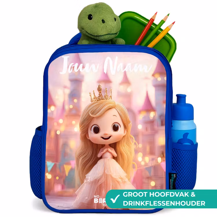 Prinses - Roze - Kasteel Kinderrugzak - Blauw middel -inhoud_NL