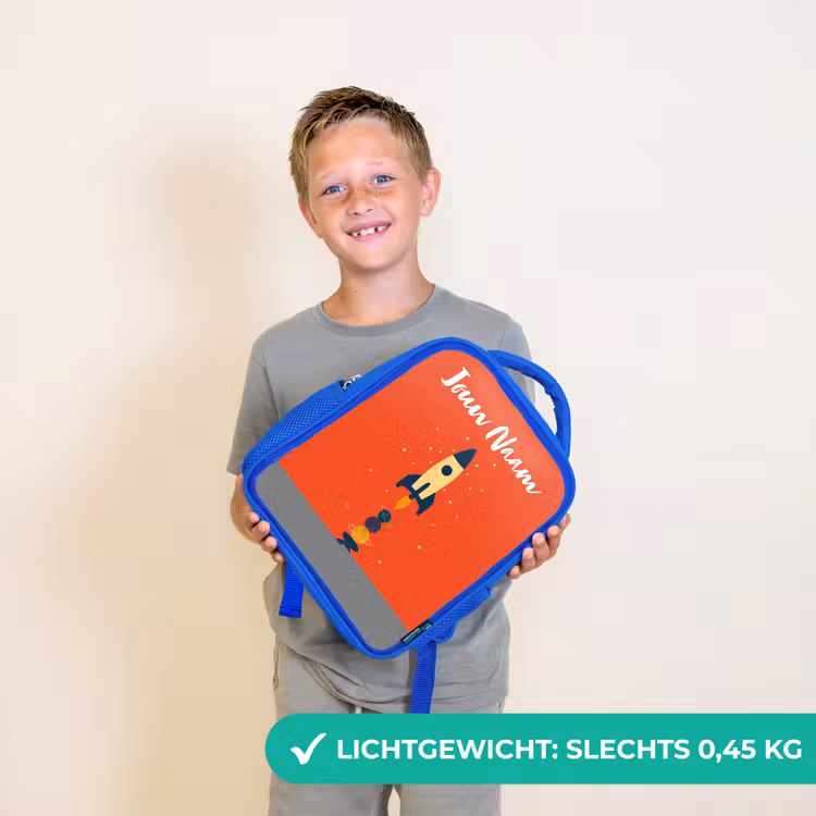 Raket - Sterren - Planeten Kinderrugzak - Blauw middel -sfeer1_NL