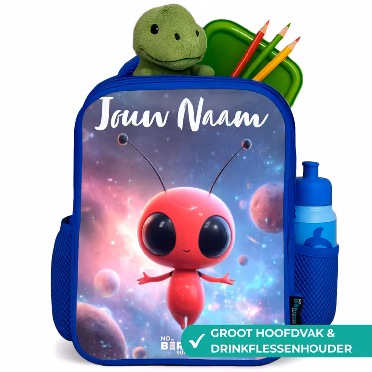 Rood Ruimtewezen in Kosmische Dans Kinderrugzak - Blauw middel -inhoud_NL