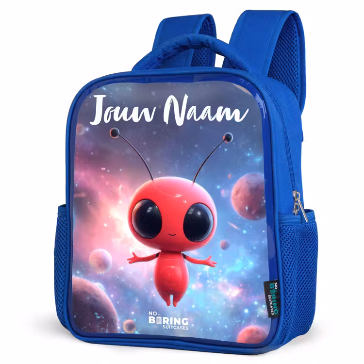 Rood Ruimtewezen in Kosmische Dans Kinderrugzak - Blauw middel -schuin