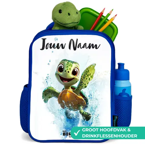 Schildpad - Water - Groen Kinderrugzak - Blauw middel -inhoud_NL