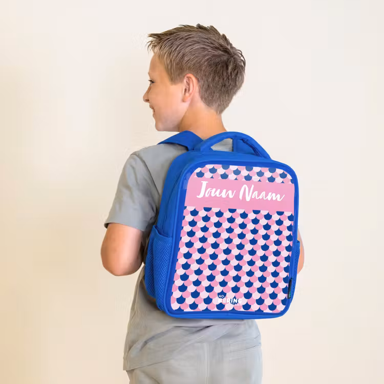 Schubben - Patroon - Blauw - Roze Kinderrugzak - Blauw middel -sfeer2