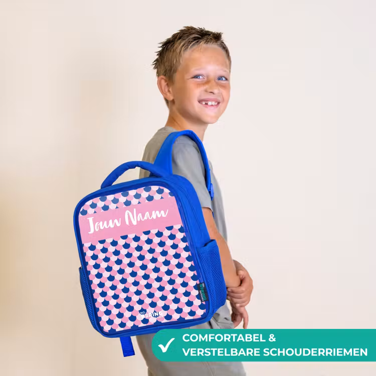 Schubben - Patroon - Blauw - Roze Kinderrugzak - Blauw middel -sfeer3_NL