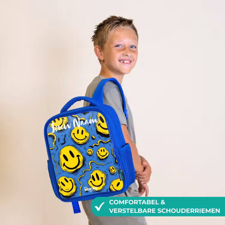 Smiley - Blauw - Geel Kinderrugzak - Blauw middel -sfeer3_NL