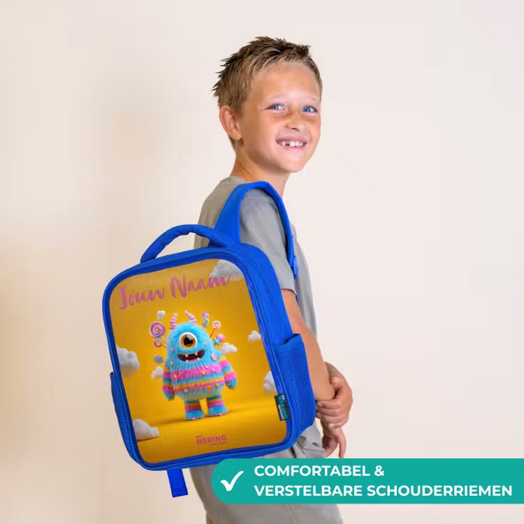 Snoep - Monster - Regenboog Kinderrugzak - Blauw middel -sfeer3_NL