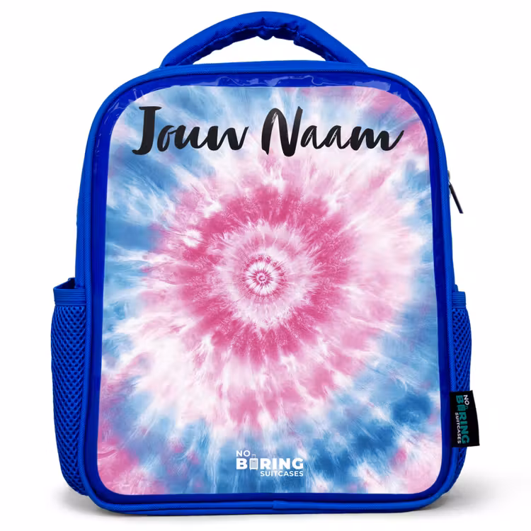 Tie dye - Abstract - Blauw - Roze Kinderrugzak - Blauw middel -3d