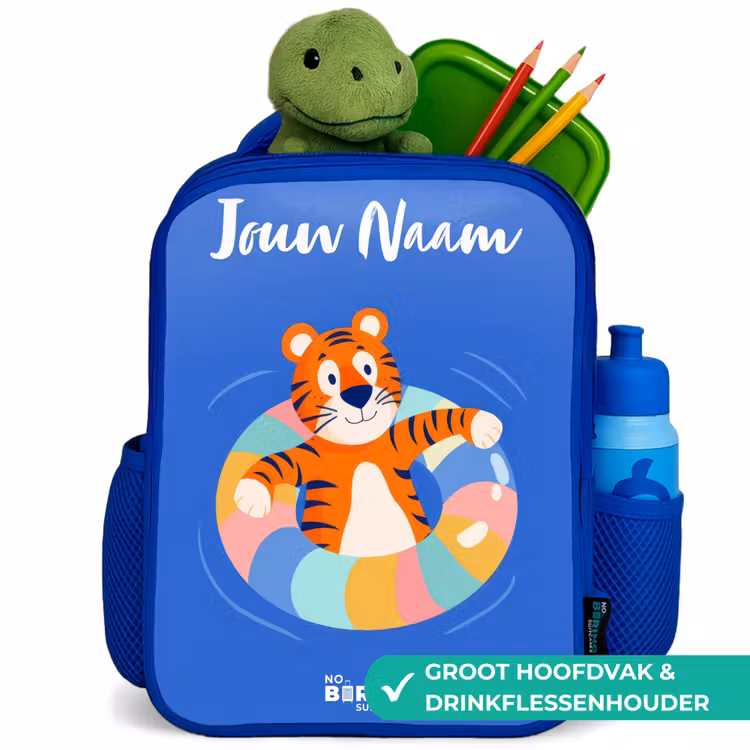 Tijger - Zwemband - Water Kinderrugzak - Blauw middel -inhoud_NL