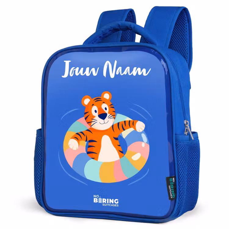 Tijger - Zwemband - Water Kinderrugzak - Blauw middel -schuin