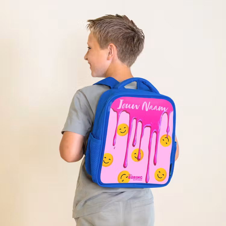 Verf - Smiley - Roze Kinderrugzak - Blauw middel -sfeer2