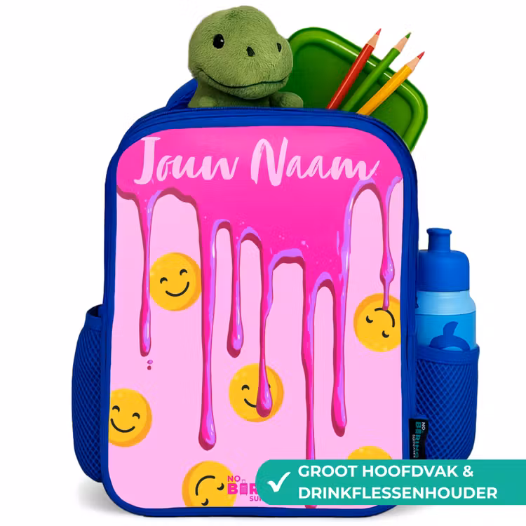 Verf - Smiley - Roze Kinderrugzak - Blauw middel -inhoud_NL