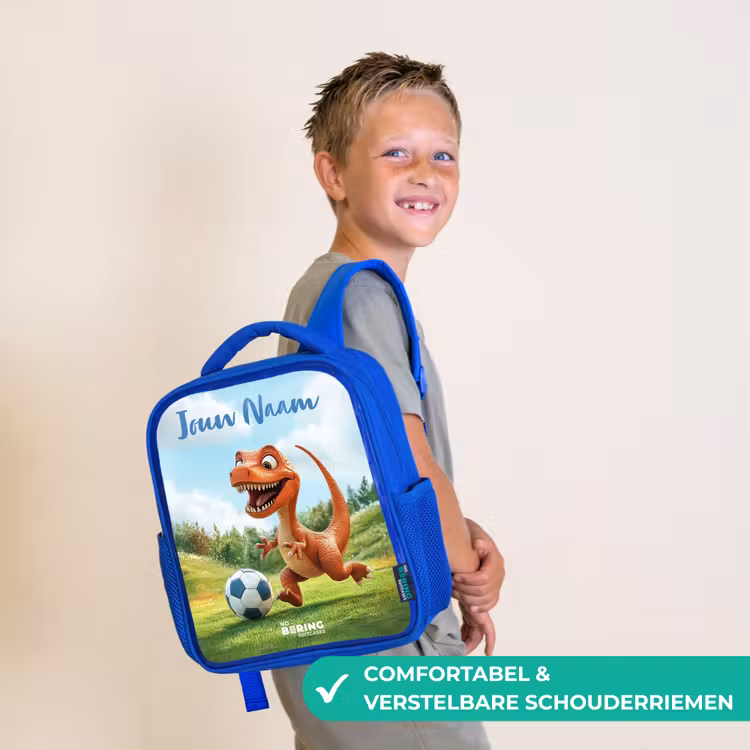 Voetbal - Dino - Sport Kinderrugzak - Blauw middel -sfeer3_NL