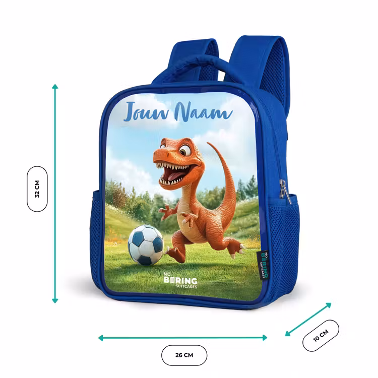 Voetbal - Dino - Sport Kinderrugzak - Blauw middel -productfoto_formaten