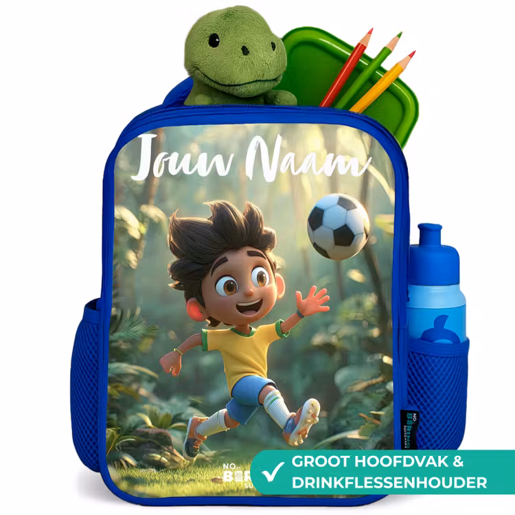 Voetbal - Jongen - Bos Kinderrugzak - Blauw middel -inhoud_NL