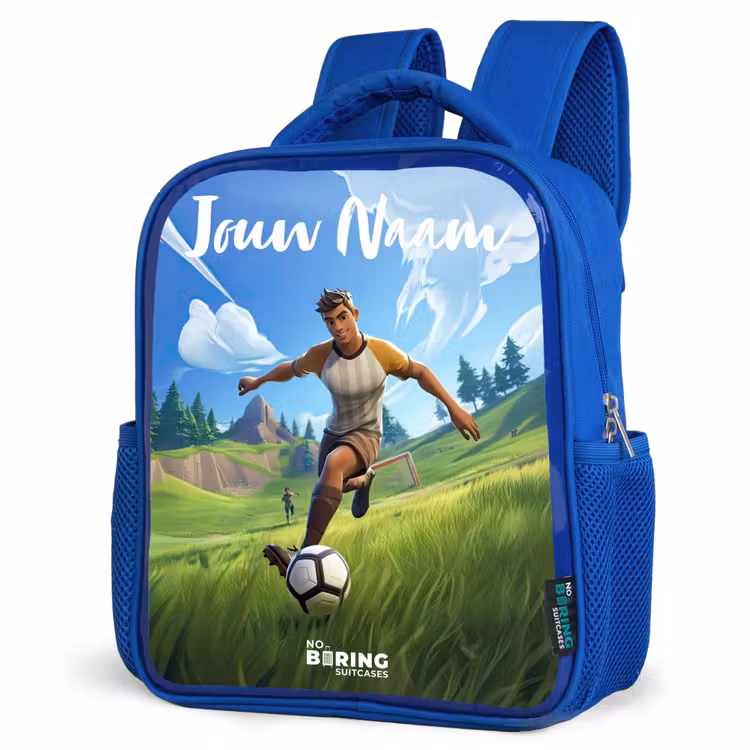 Voetbal - Jongen - Goal - Voetbaltenue Kinderrugzak - Blauw middel -schuin