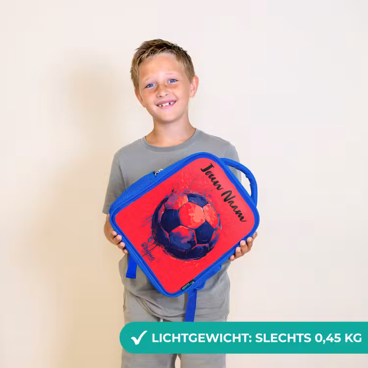 Voetbalvibes - Verf - Blauw - Rood Kinderrugzak - Blauw middel -sfeer1_NL