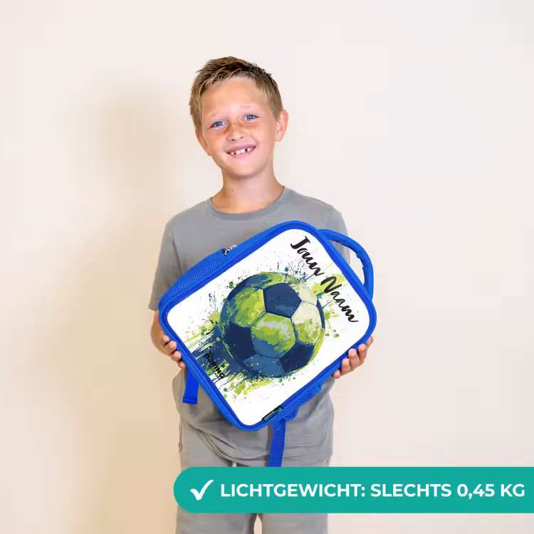Voetbalvibes - Verf - Groen - Blauw Kinderrugzak - Blauw middel -sfeer1_NL