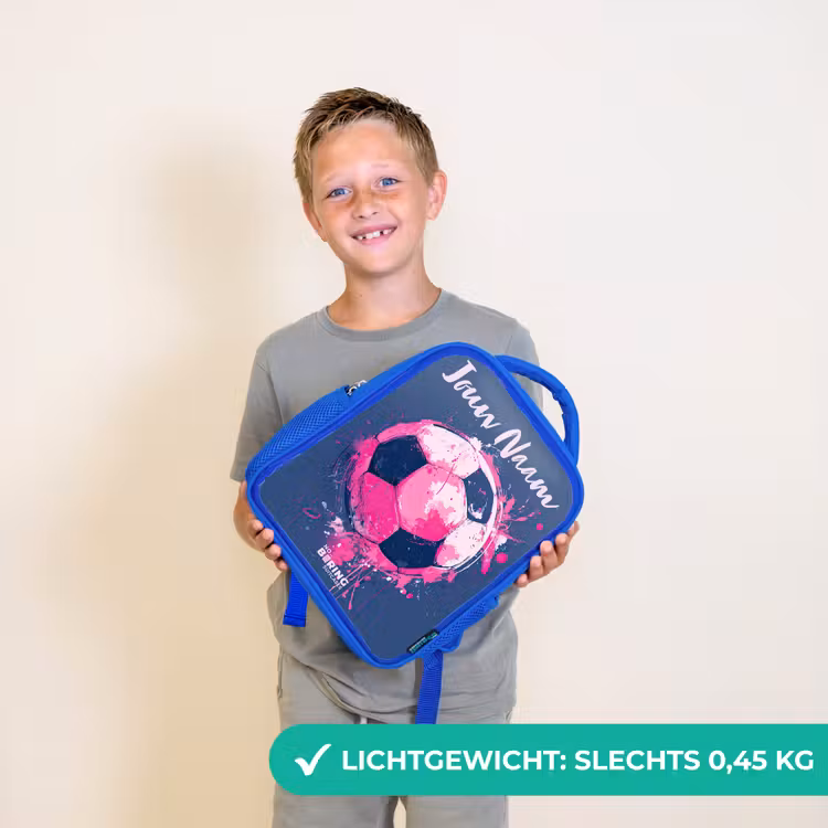 Voetbalvibes - Verf - Roze - Blauw Kinderrugzak - Blauw middel -sfeer1_NL