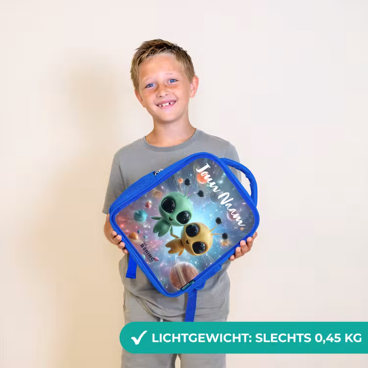 Vrolijke buitenaardse vrienden Kinderrugzak - Blauw middel -sfeer1_NL