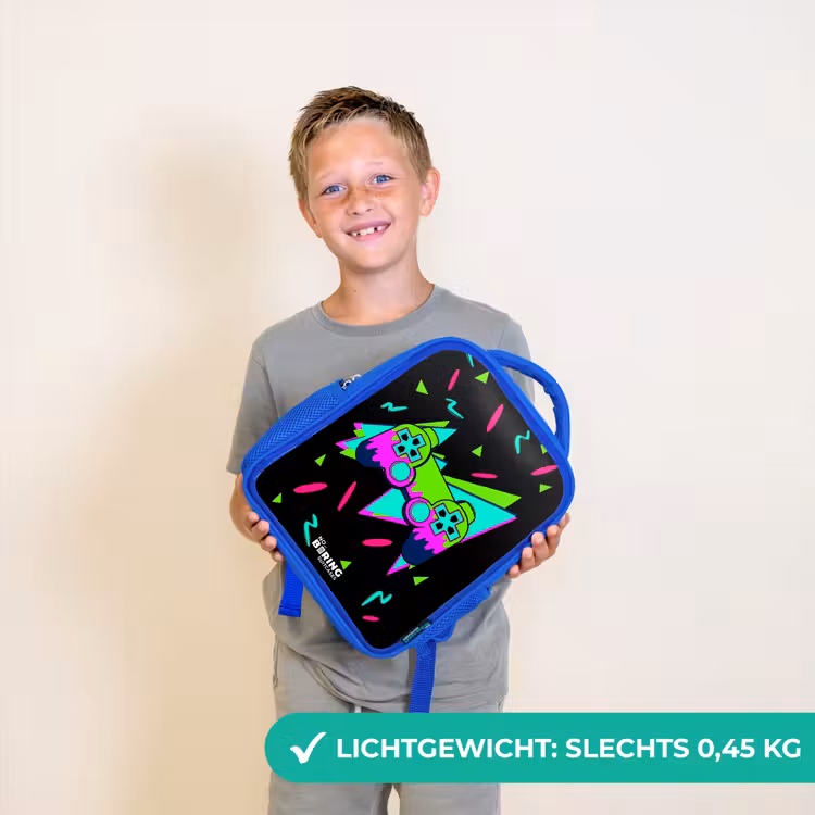 Neon controller op zwart Kinderrugzak - Blauw middel -sfeer1_NL