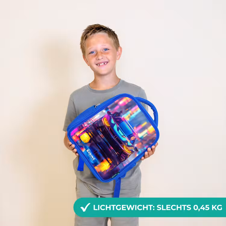 Neon nightcar Kinderrugzak - Blauw middel -sfeer1_NL