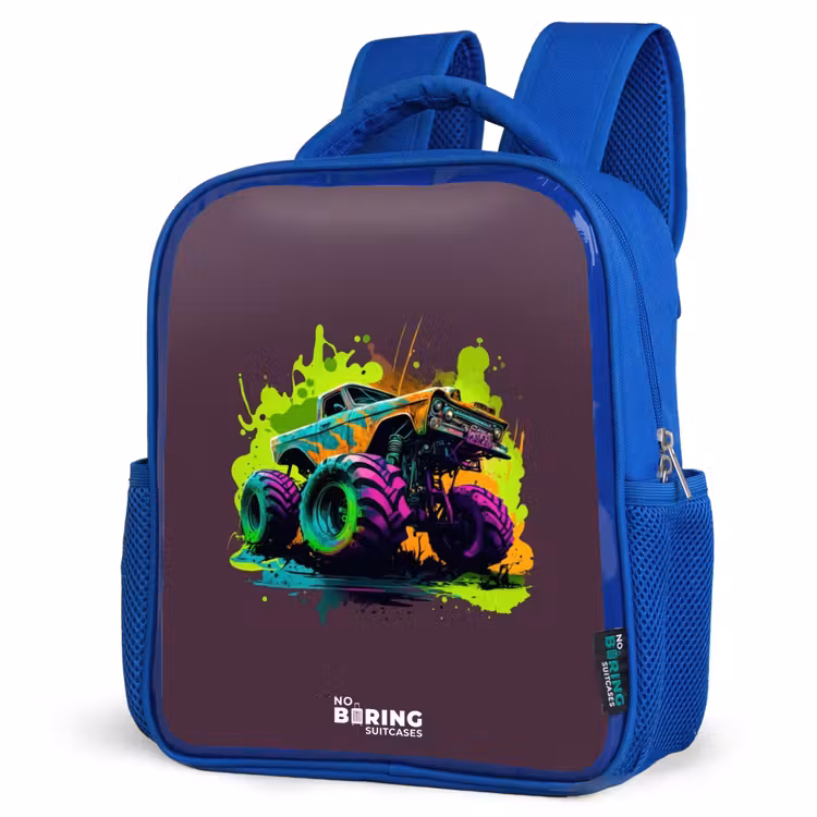 Neon Wheels Kinderrugzak - Blauw middel -schuin