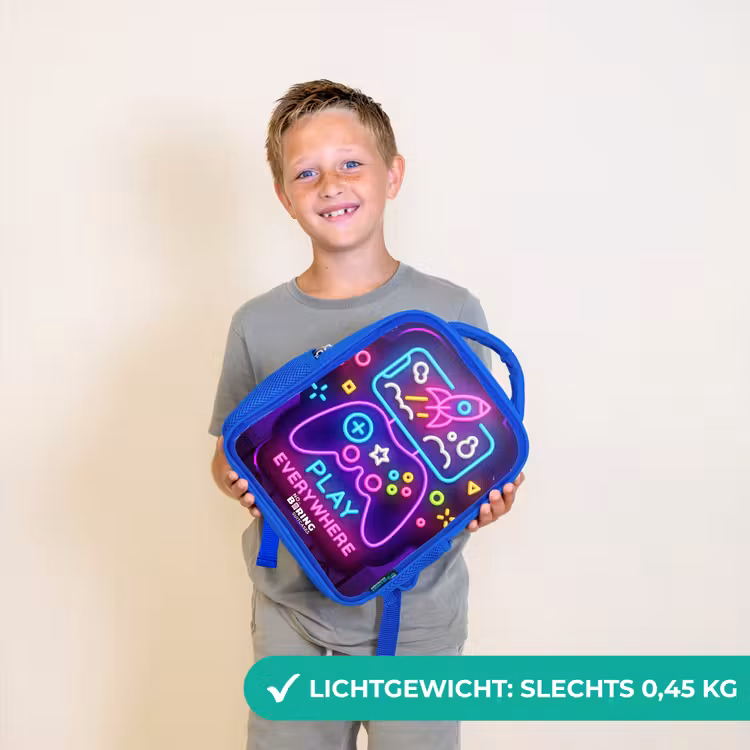 Neonillustratie met een controller Kinderrugzak - Blauw middel -sfeer1_NL