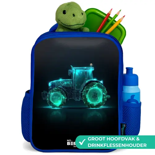 Neontractor op zwarte ondergrond Kinderrugzak - Blauw middel -inhoud_NL