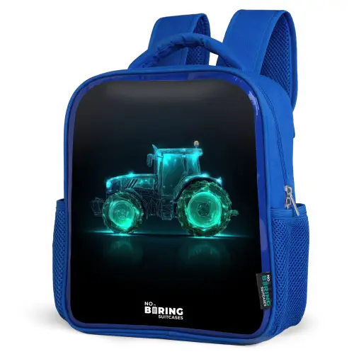 Neontractor op zwarte ondergrond Kinderrugzak - Blauw middel -schuin