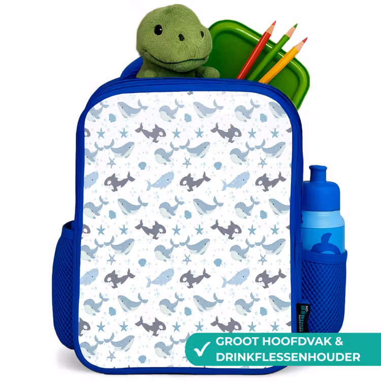 Oceaan - Walvis - Orka - Blauw Kinderrugzak - Blauw middel 862 -inhoud_NL
