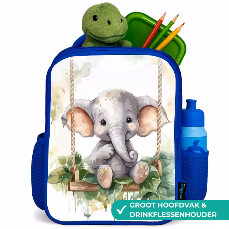 Olifant - Dier - Kinderen - Jungle Kinderrugzak - Blauw middel -inhoud_NL