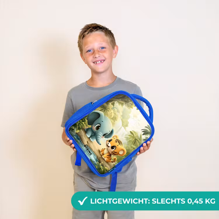 Olifant - Tijger - Bos - Jungle Kinderrugzak - Blauw middel -sfeer1_NL