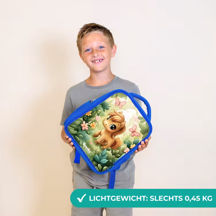 Paard - Bloemen - Vlinders Kinderrugzak - Blauw middel -sfeer1_NL