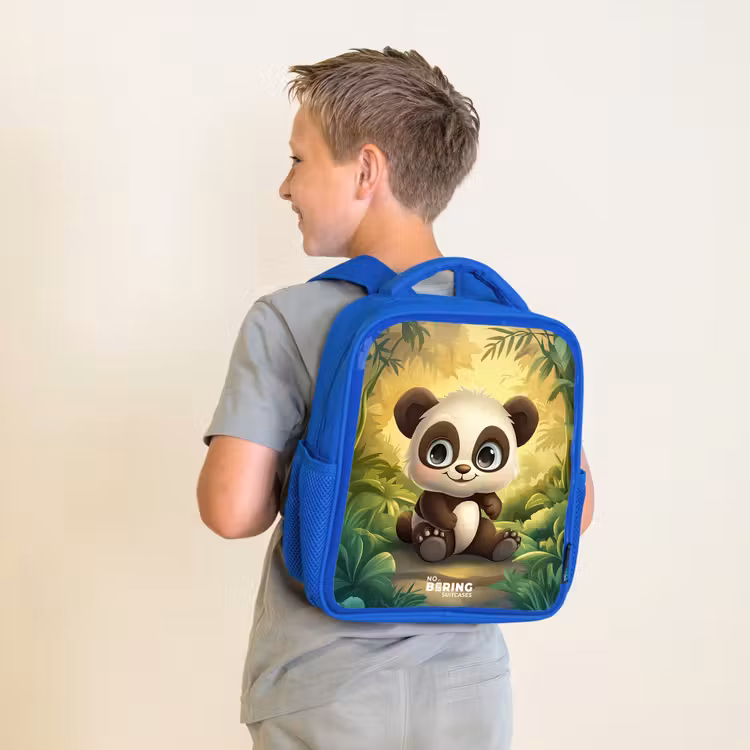 Panda - Bamboebos - Groen Kinderrugzak - Blauw middel -sfeer2
